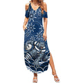 Personalized Geelong Cats Rugby Mascot Summer Maxi Dress Aboriginal Dot Art - Dreamtime Football Mascot
