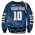 Personalized Geelong Cats Rugby Mascot Sweatshirt Aboriginal Dot Art - Dreamtime Football Mascot
