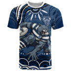 Personalized Geelong Cats Rugby Mascot T Shirt Aboriginal Dot Art - Dreamtime Football Mascot