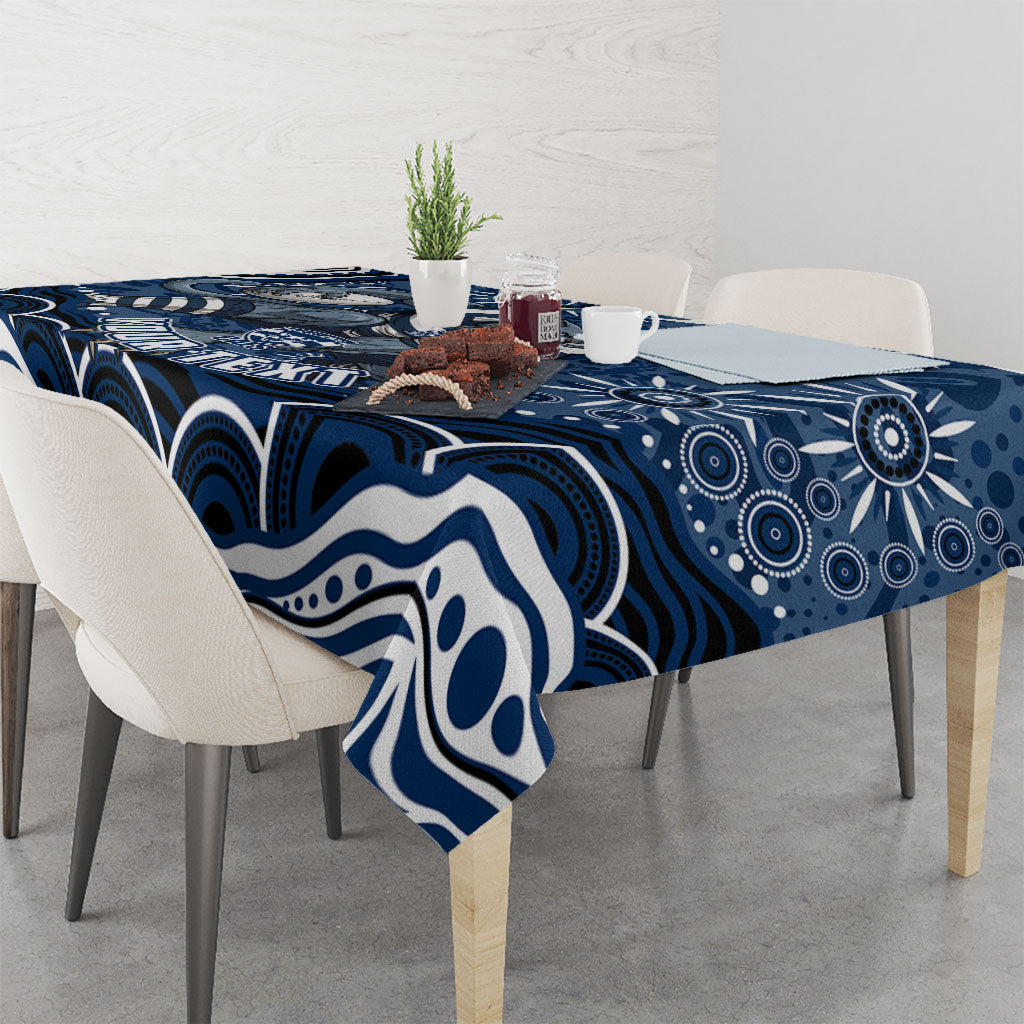 Personalized Geelong Cats Rugby Mascot Tablecloth Aboriginal Dot Art - Dreamtime Football Mascot