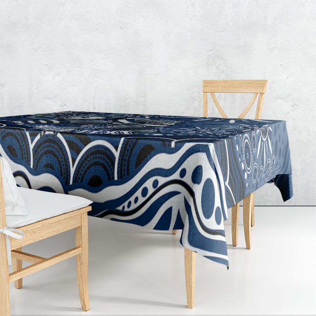 Personalized Geelong Cats Rugby Mascot Tablecloth Aboriginal Dot Art - Dreamtime Football Mascot