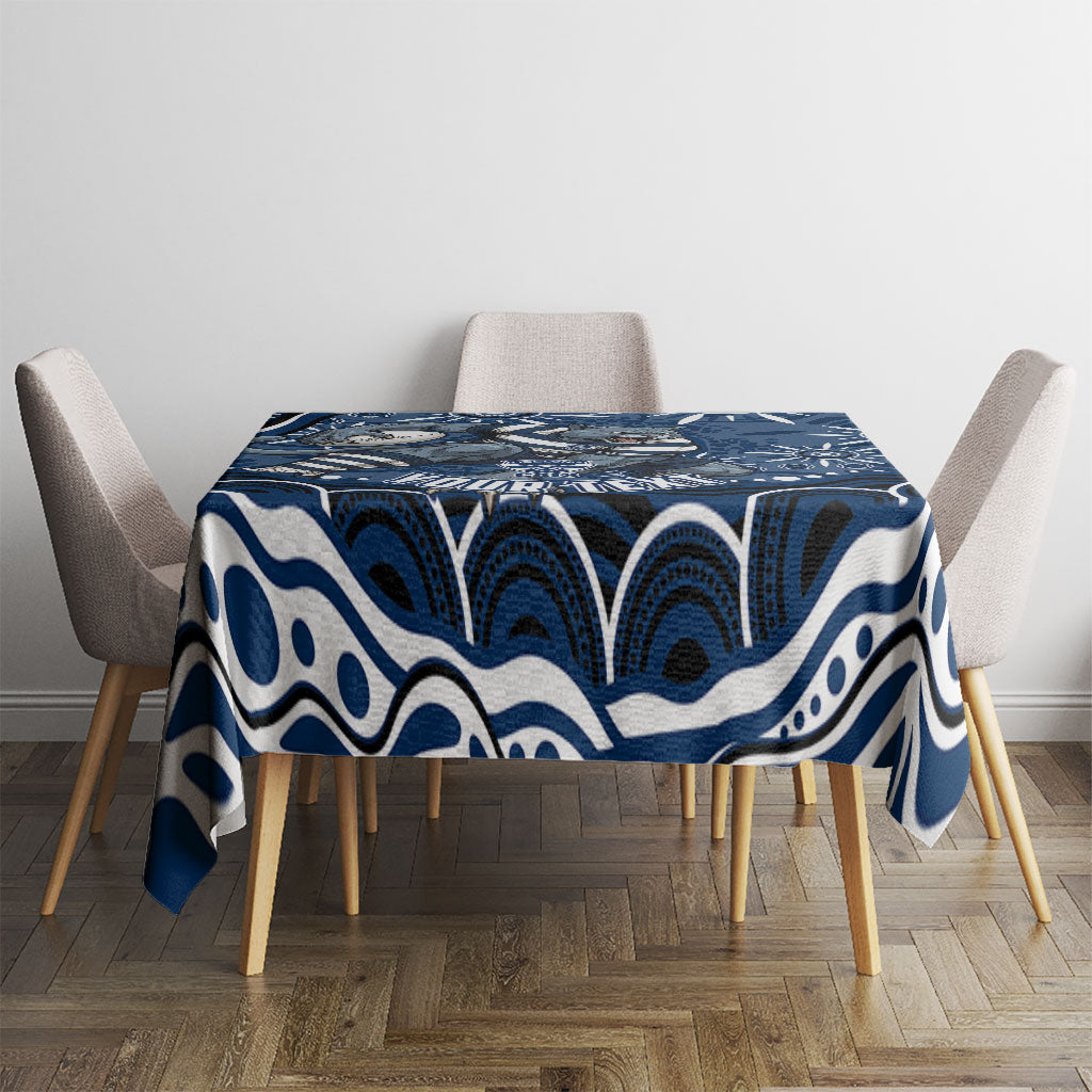 Personalized Geelong Cats Rugby Mascot Tablecloth Aboriginal Dot Art - Dreamtime Football Mascot
