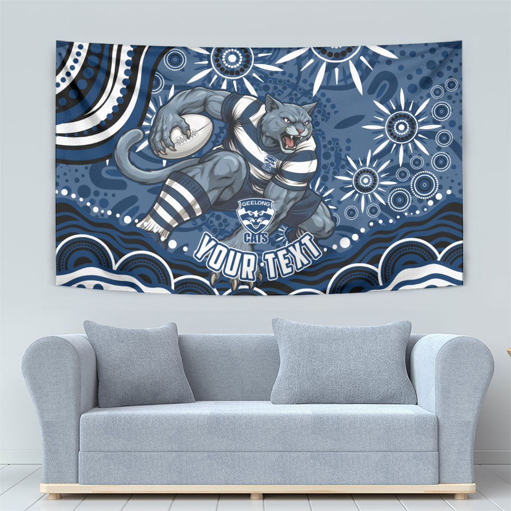 Personalized Geelong Cats Rugby Mascot Tapestry Aboriginal Dot Art - Dreamtime Football Mascot