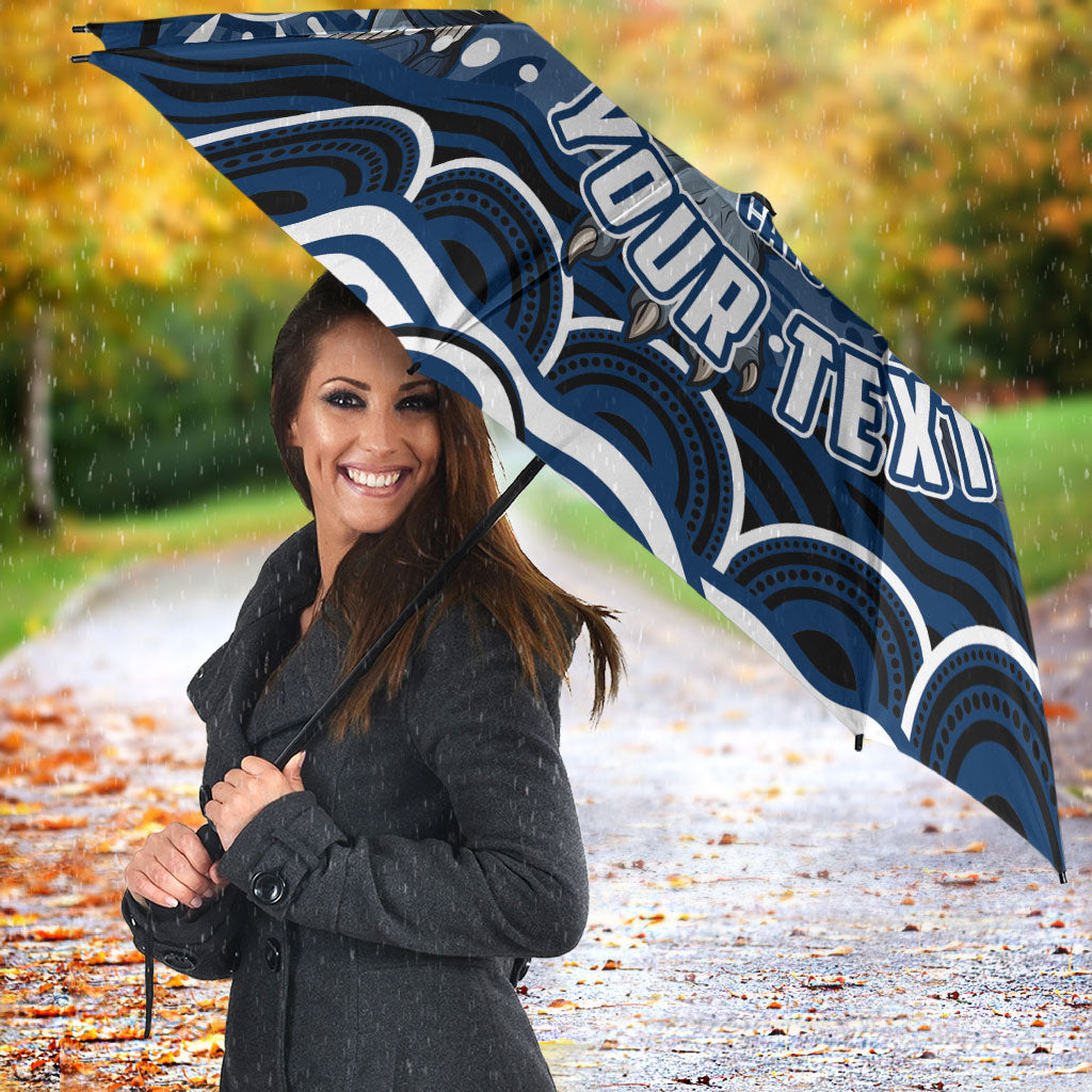 Personalized Geelong Cats Rugby Mascot Umbrella Aboriginal Dot Art - Dreamtime Football Mascot