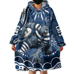 Personalized Geelong Cats Rugby Mascot Wearable Blanket Hoodie Aboriginal Dot Art - Dreamtime Football Mascot