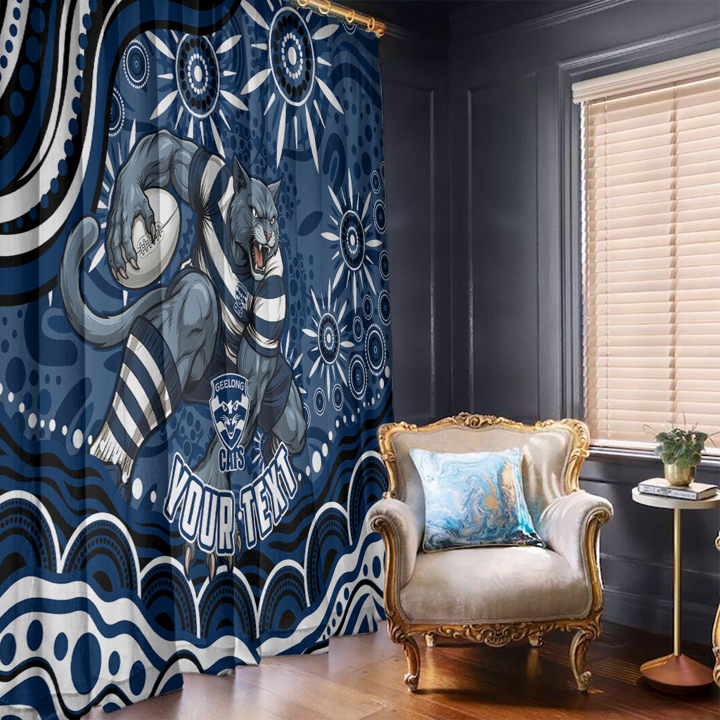 Personalized Geelong Cats Rugby Mascot Window Curtain Aboriginal Dot Art - Dreamtime Football Mascot