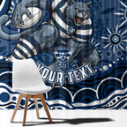 Personalized Geelong Cats Rugby Mascot Window Curtain Aboriginal Dot Art - Dreamtime Football Mascot