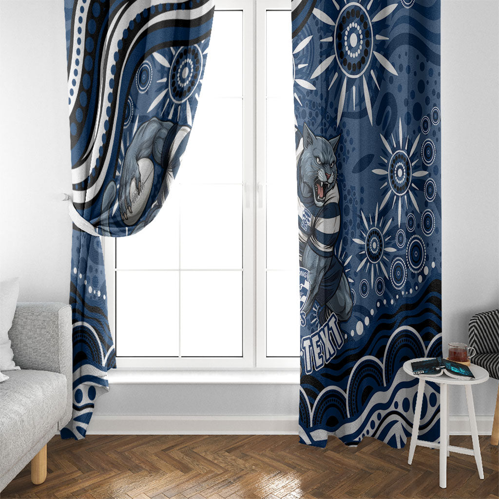 Personalized Geelong Cats Rugby Mascot Window Curtain Aboriginal Dot Art - Dreamtime Football Mascot