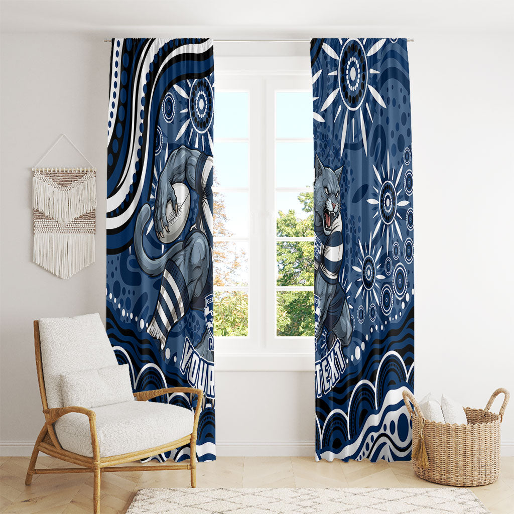 Personalized Geelong Cats Rugby Mascot Window Curtain Aboriginal Dot Art - Dreamtime Football Mascot