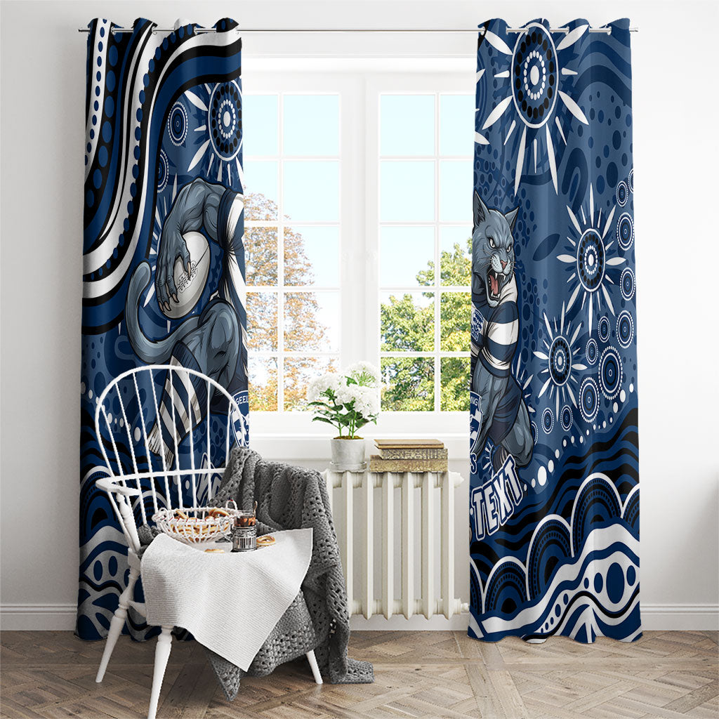 Personalized Geelong Cats Rugby Mascot Window Curtain Aboriginal Dot Art - Dreamtime Football Mascot