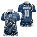 Personalized Geelong Cats Rugby Mascot Women Polo Shirt Aboriginal Dot Art - Dreamtime Football Mascot