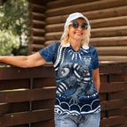 Personalized Geelong Cats Rugby Mascot Women Polo Shirt Aboriginal Dot Art - Dreamtime Football Mascot