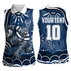 Personalized Geelong Cats Rugby Mascot Women Sleeveless Polo Shirt Aboriginal Dot Art - Dreamtime Football Mascot