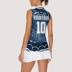 Personalized Geelong Cats Rugby Mascot Women Sleeveless Polo Shirt Aboriginal Dot Art - Dreamtime Football Mascot