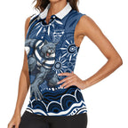 Personalized Geelong Cats Rugby Mascot Women Sleeveless Polo Shirt Aboriginal Dot Art - Dreamtime Football Mascot