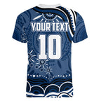 Personalized Geelong Cats Rugby Mascot Women V-Neck T-Shirt Aboriginal Dot Art - Dreamtime Football Mascot