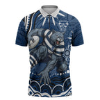 Personalized Geelong Cats Rugby Mascot Zipper Polo Shirt Aboriginal Dot Art - Dreamtime Football Mascot
