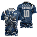 Personalized Geelong Cats Rugby Mascot Zipper Polo Shirt Aboriginal Dot Art - Dreamtime Football Mascot