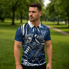 Personalized Geelong Cats Rugby Mascot Zipper Polo Shirt Aboriginal Dot Art - Dreamtime Football Mascot