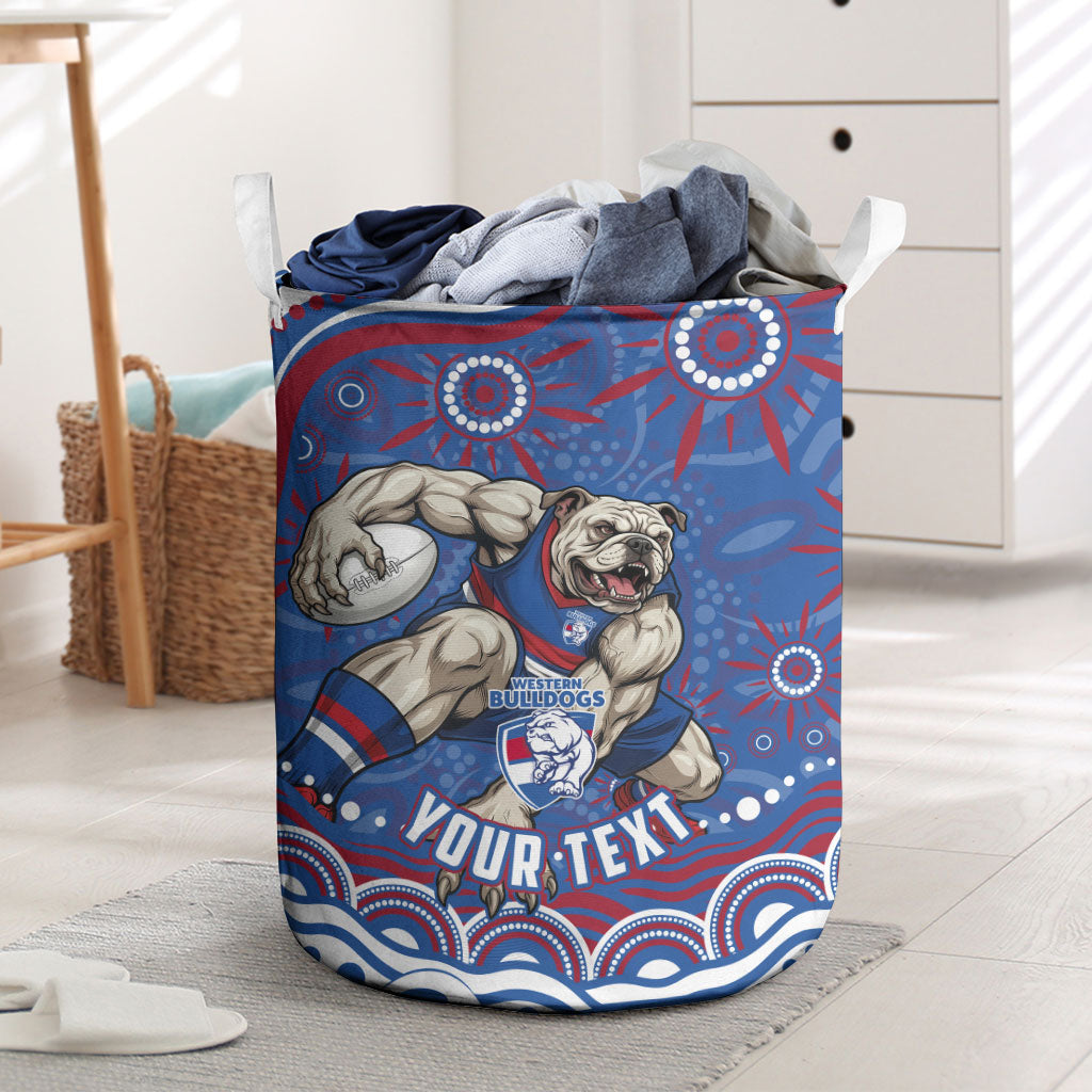 Personalized Western Bulldogs Football Mascot Laundry Basket Aboriginal Dot Art - Dreamtime Football Mascot