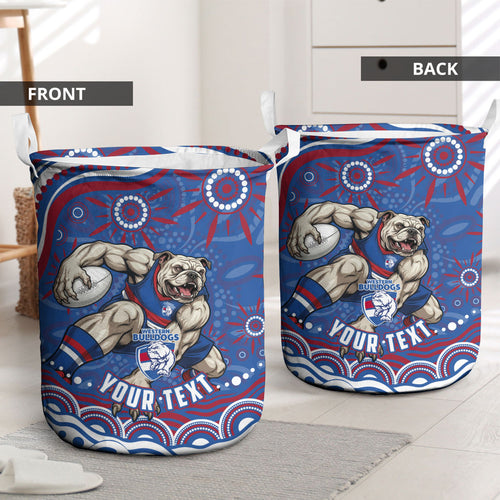 Personalized Western Bulldogs Football Mascot Laundry Basket Aboriginal Dot Art - Dreamtime Football Mascot