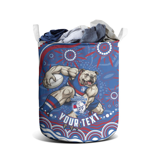 Personalized Western Bulldogs Football Mascot Laundry Basket Aboriginal Dot Art - Dreamtime Football Mascot