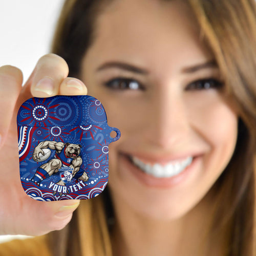 Personalized Western Bulldogs Football Mascot AirPods Case Aboriginal Dot Art - Dreamtime Football Mascot