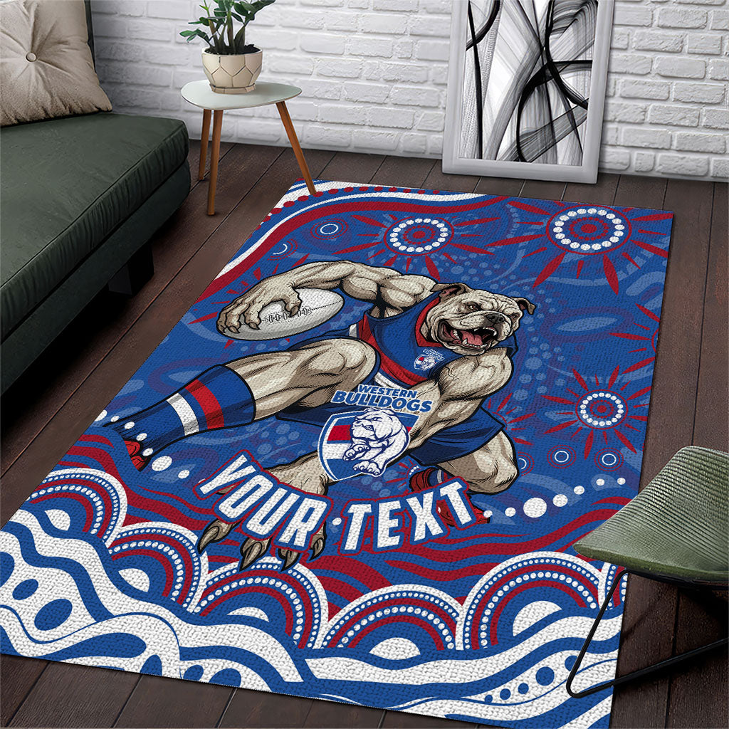 Personalized Western Bulldogs Football Mascot Area Rug Aboriginal Dot Art - Dreamtime Football Mascot