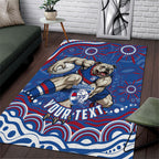Personalized Western Bulldogs Football Mascot Area Rug Aboriginal Dot Art - Dreamtime Football Mascot