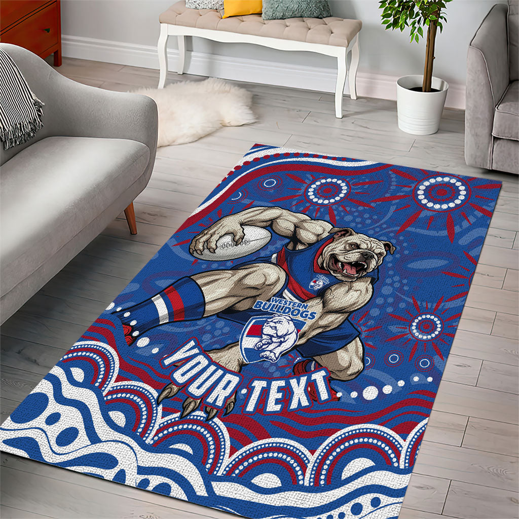 Personalized Western Bulldogs Football Mascot Area Rug Aboriginal Dot Art - Dreamtime Football Mascot