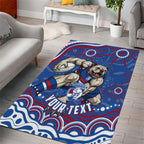 Personalized Western Bulldogs Football Mascot Area Rug Aboriginal Dot Art - Dreamtime Football Mascot