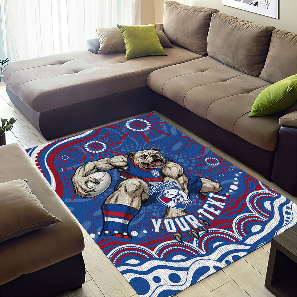Personalized Western Bulldogs Football Mascot Area Rug Aboriginal Dot Art - Dreamtime Football Mascot