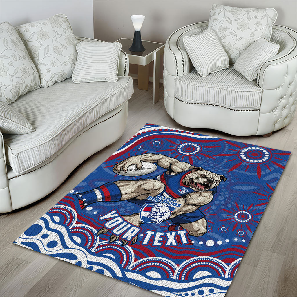 Personalized Western Bulldogs Football Mascot Area Rug Aboriginal Dot Art - Dreamtime Football Mascot