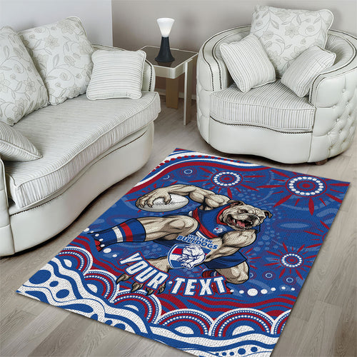 Personalized Western Bulldogs Football Mascot Area Rug Aboriginal Dot Art - Dreamtime Football Mascot