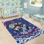 Personalized Western Bulldogs Football Mascot Area Rug Aboriginal Dot Art - Dreamtime Football Mascot