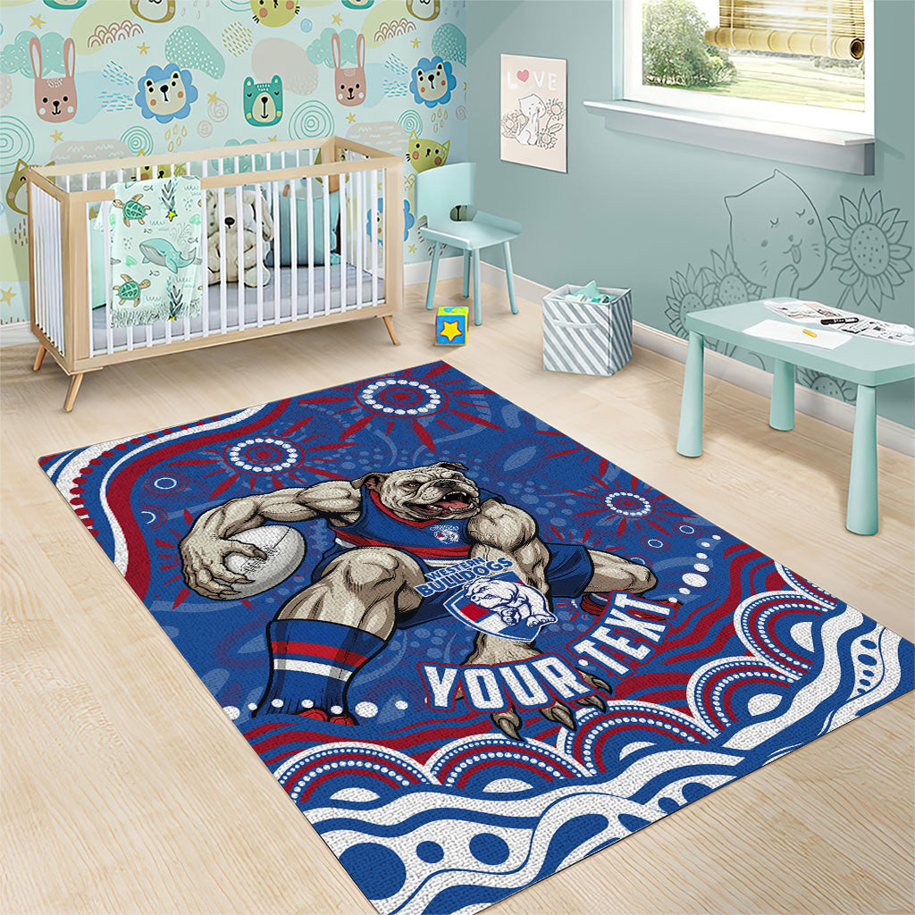 Personalized Western Bulldogs Football Mascot Area Rug Aboriginal Dot Art - Dreamtime Football Mascot