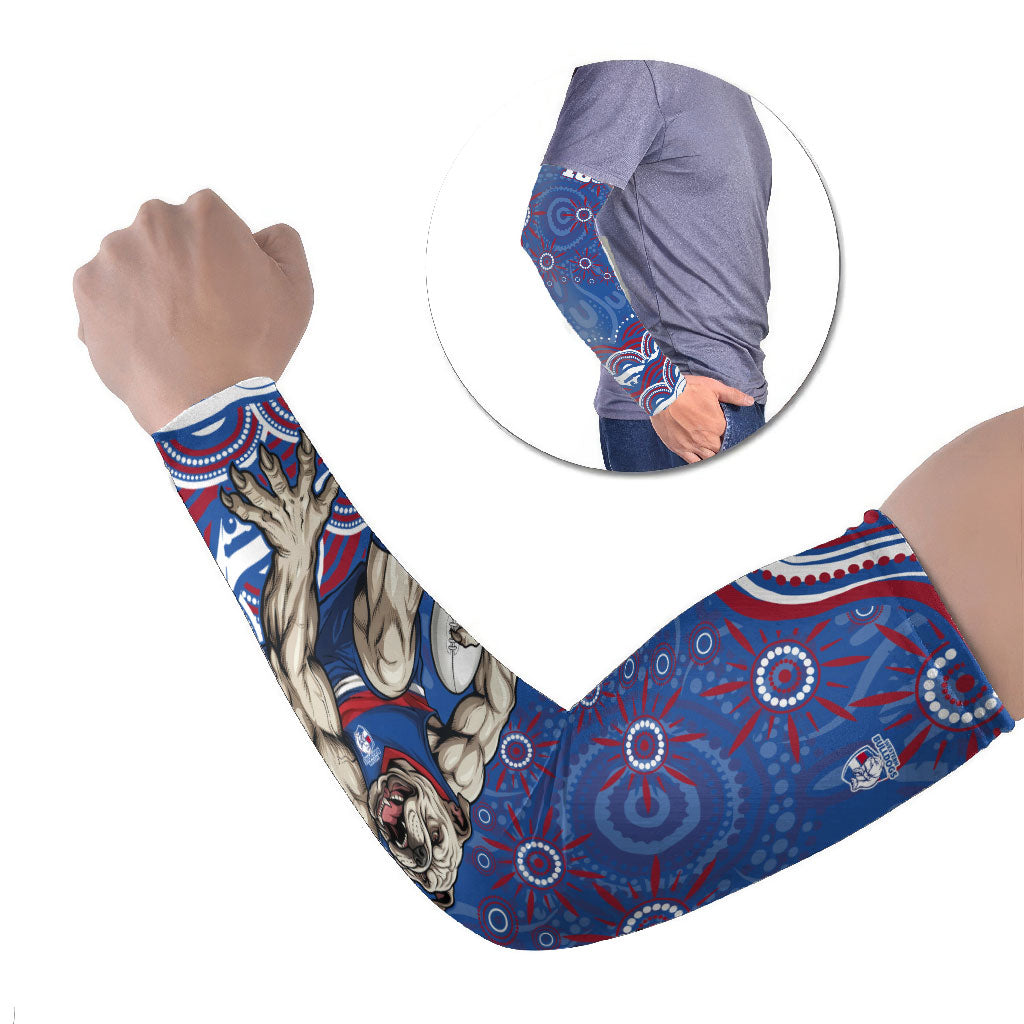 Personalized Western Bulldogs Football Mascot Arm Sleeves Aboriginal Dot Art - Dreamtime Football Mascot