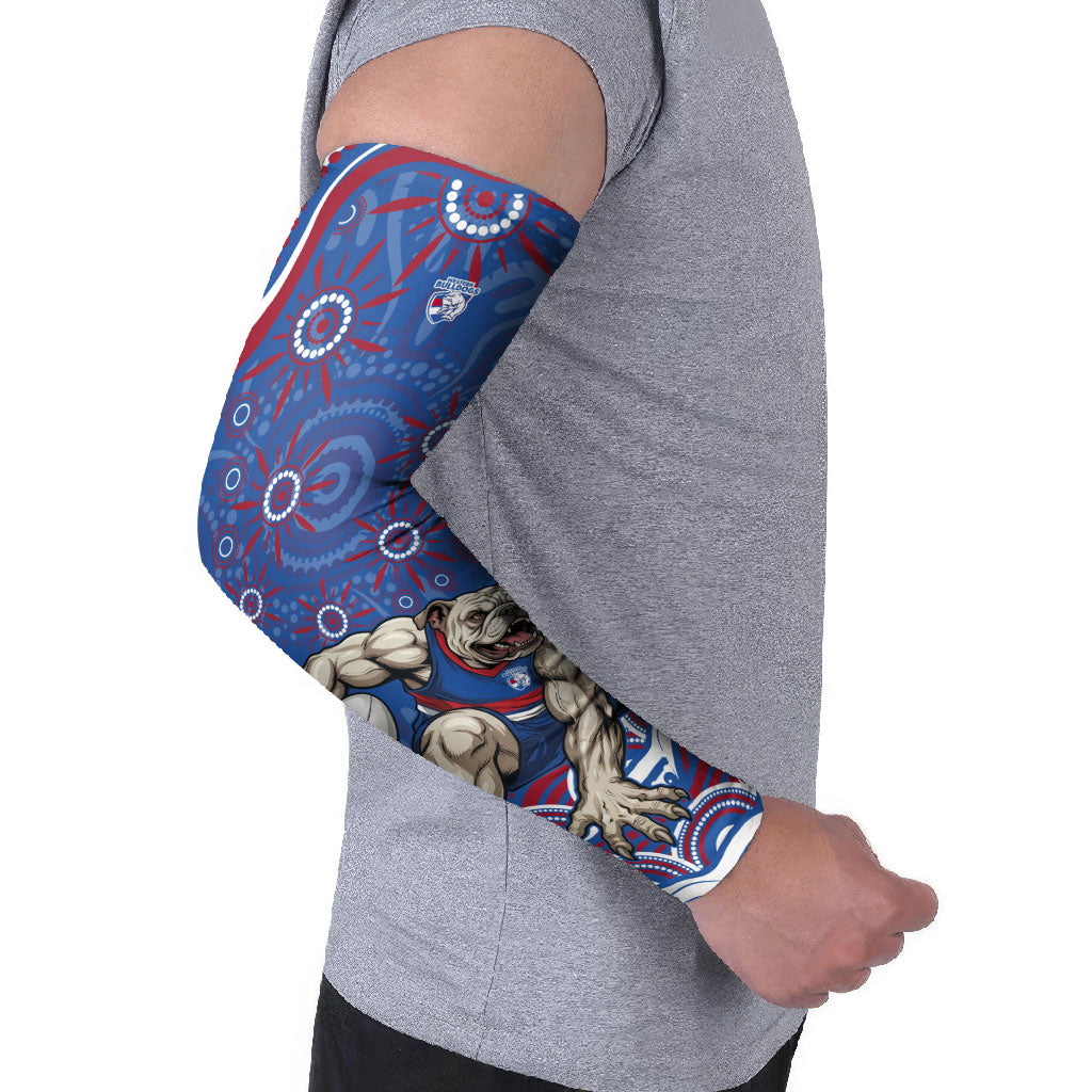 Personalized Western Bulldogs Football Mascot Arm Sleeves Aboriginal Dot Art - Dreamtime Football Mascot