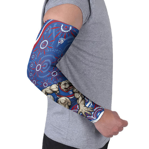 Personalized Western Bulldogs Football Mascot Arm Sleeves Aboriginal Dot Art - Dreamtime Football Mascot