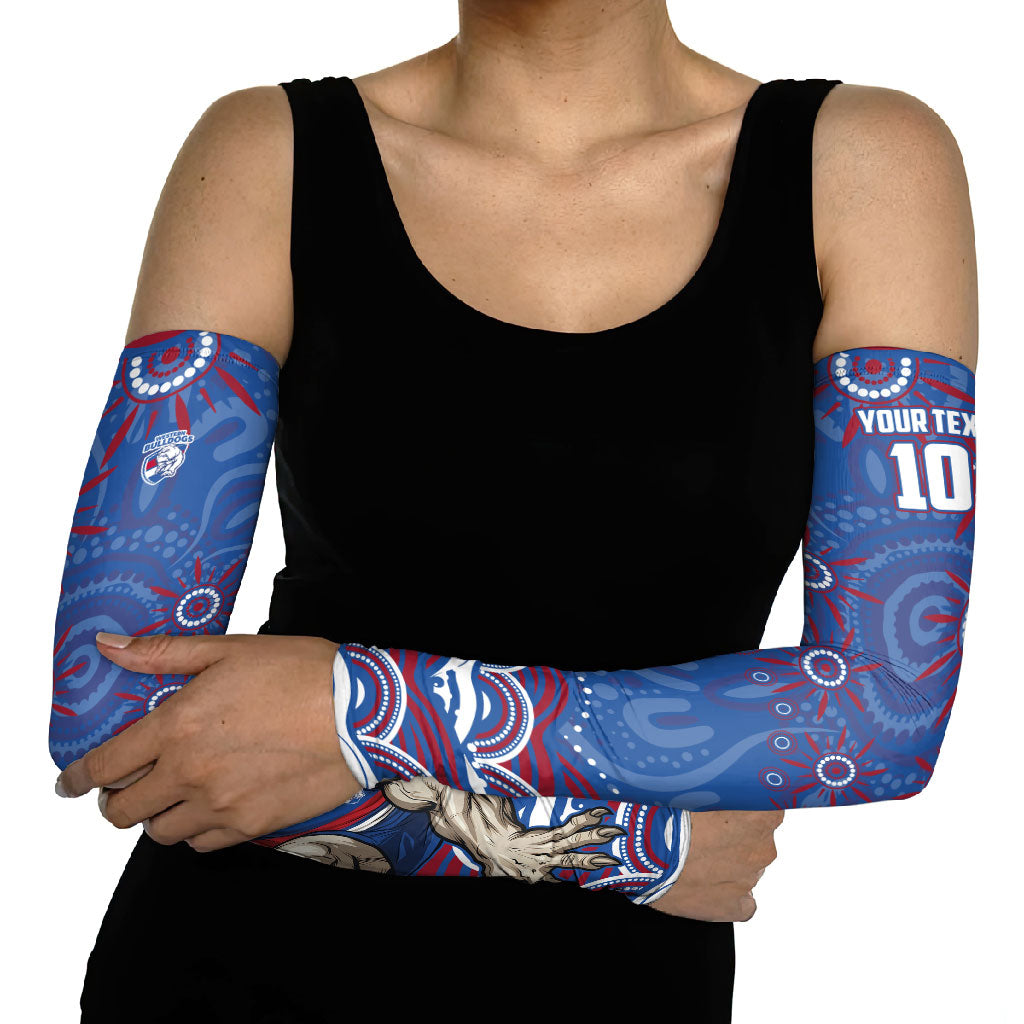 Personalized Western Bulldogs Football Mascot Arm Sleeves Aboriginal Dot Art - Dreamtime Football Mascot