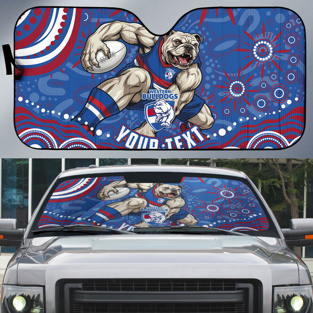 Personalized Western Bulldogs Football Mascot Auto Sun Shade Aboriginal Dot Art - Dreamtime Football Mascot
