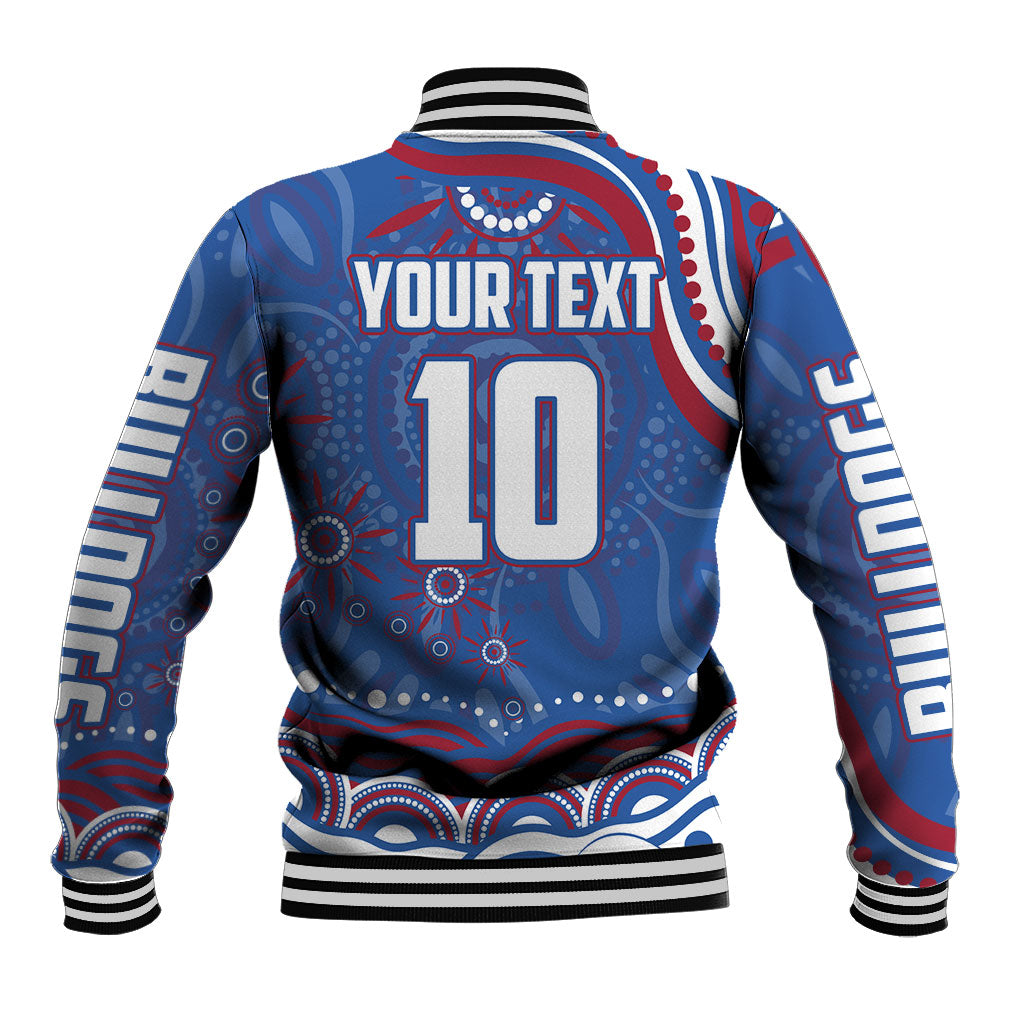 Personalized Western Bulldogs Football Mascot Baseball Jacket Aboriginal Dot Art - Dreamtime Football Mascot