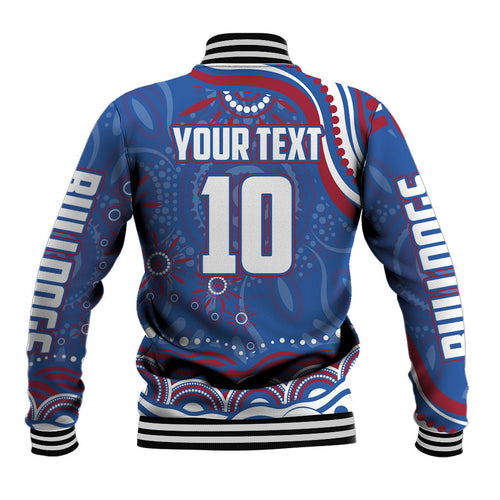 Personalized Western Bulldogs Football Mascot Baseball Jacket Aboriginal Dot Art - Dreamtime Football Mascot