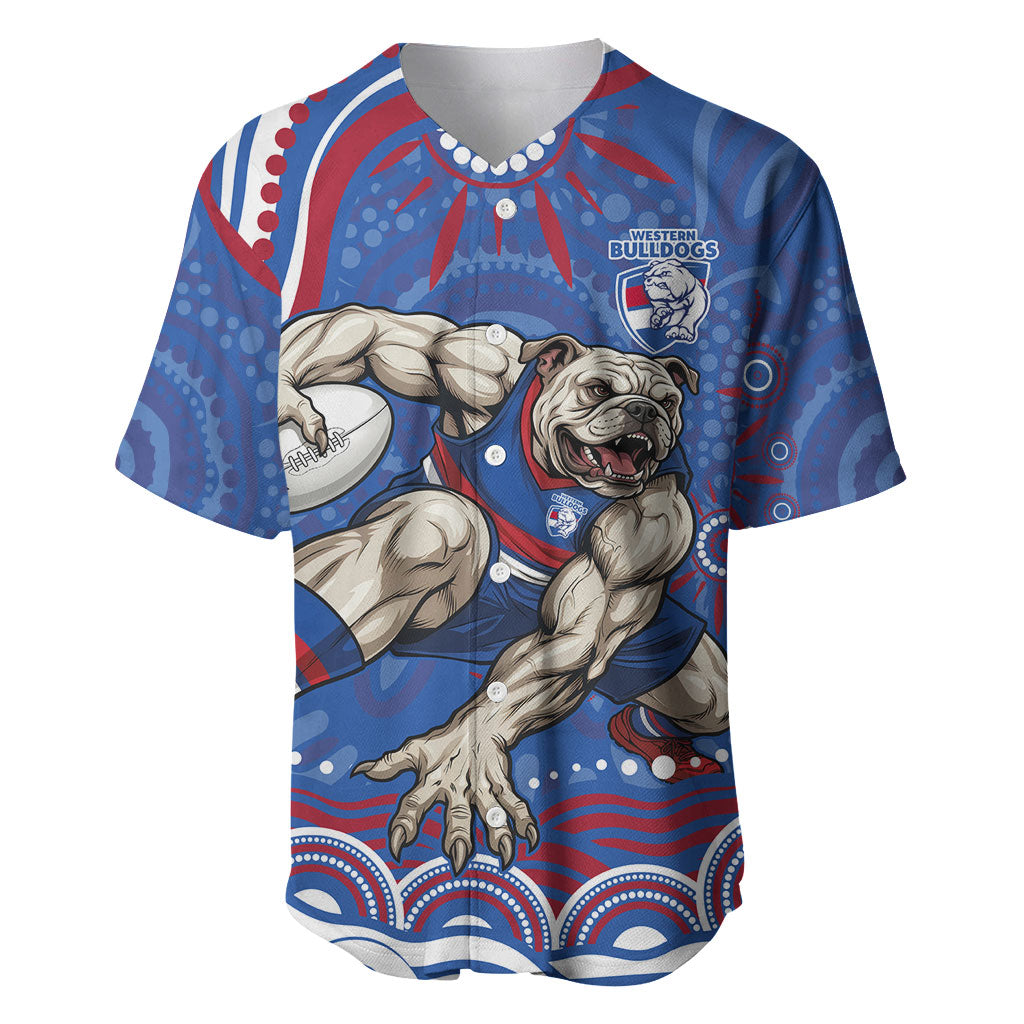 Personalized Western Bulldogs Football Mascot Baseball Jersey Aboriginal Dot Art - Dreamtime Football Mascot
