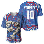 Personalized Western Bulldogs Football Mascot Baseball Jersey Aboriginal Dot Art - Dreamtime Football Mascot