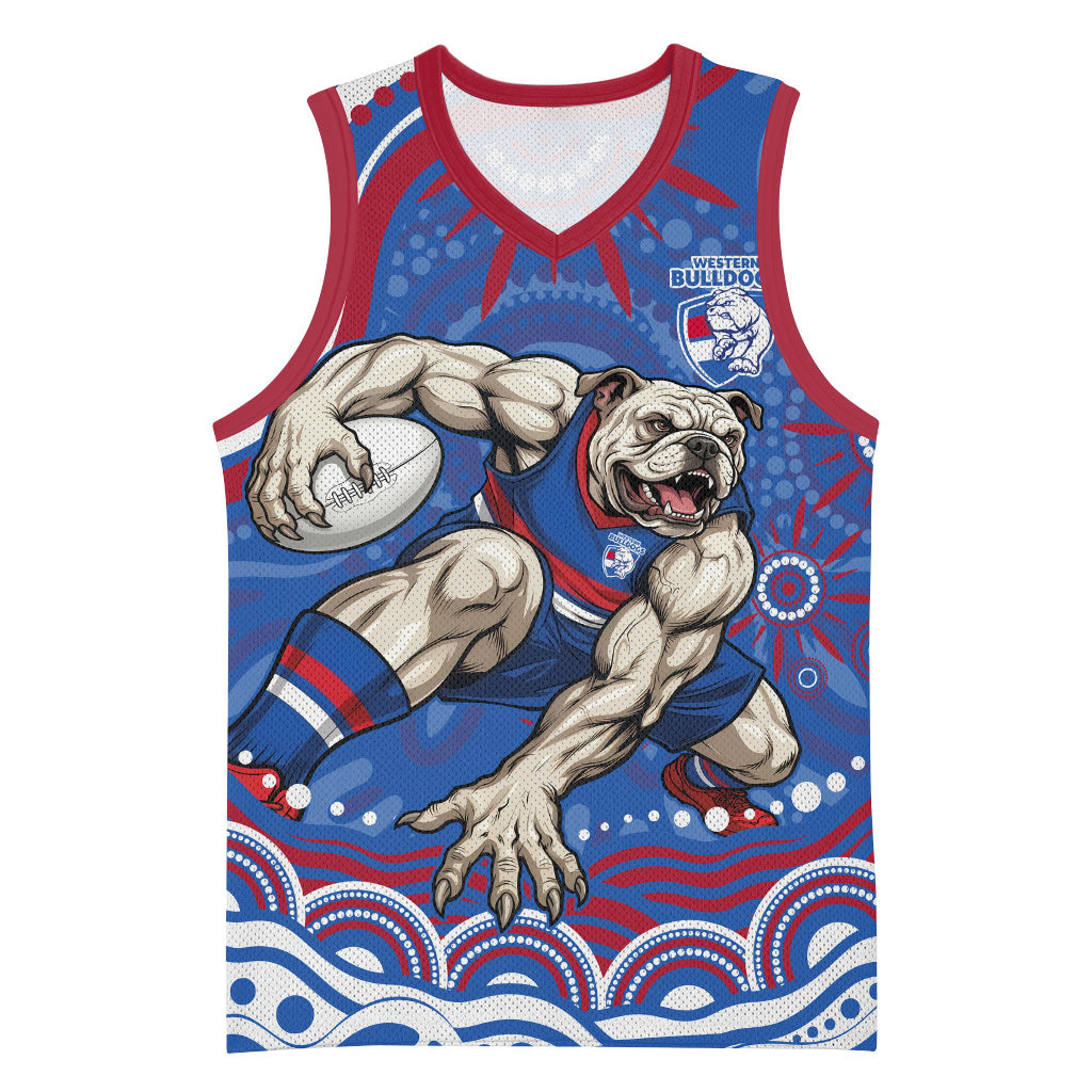 Personalized Western Bulldogs Football Mascot Basketball Jersey Aboriginal Dot Art - Dreamtime Football Mascot