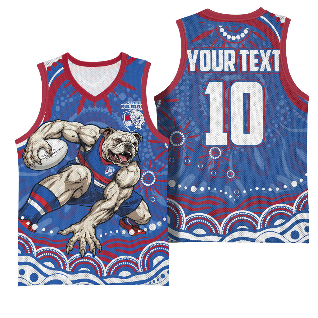 Personalized Western Bulldogs Football Mascot Basketball Jersey Aboriginal Dot Art - Dreamtime Football Mascot