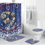 Personalized Western Bulldogs Football Mascot Bathroom Set Aboriginal Dot Art - Dreamtime Football Mascot