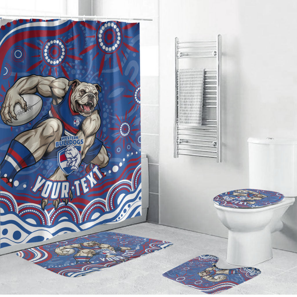 Personalized Western Bulldogs Football Mascot Bathroom Set Aboriginal Dot Art - Dreamtime Football Mascot