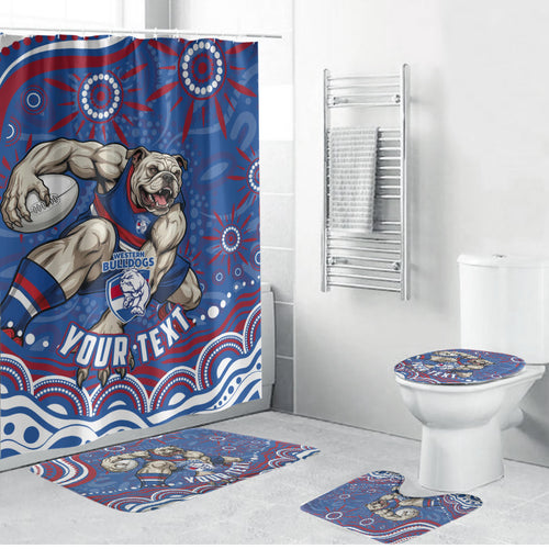 Personalized Western Bulldogs Football Mascot Bathroom Set Aboriginal Dot Art - Dreamtime Football Mascot